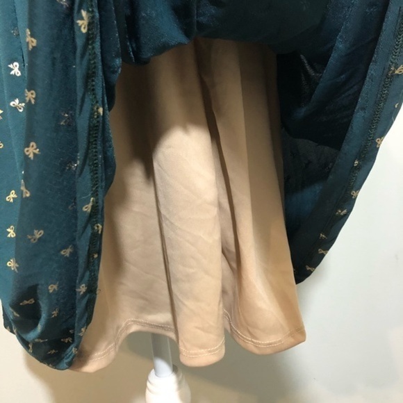 NWOT ModCloth Jessy B Skirt Green Gold Bows New - Picture 6 of 8